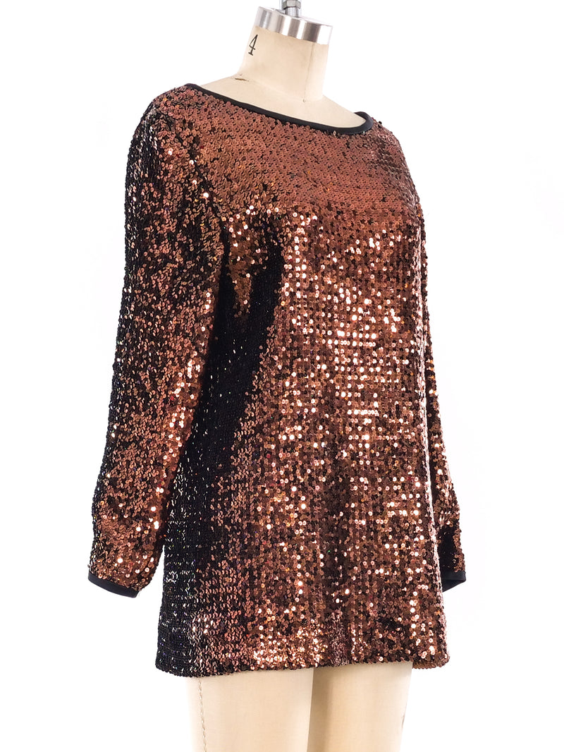 Yves Saint Laurent Copper Sequin Top Top arcadeshops.com