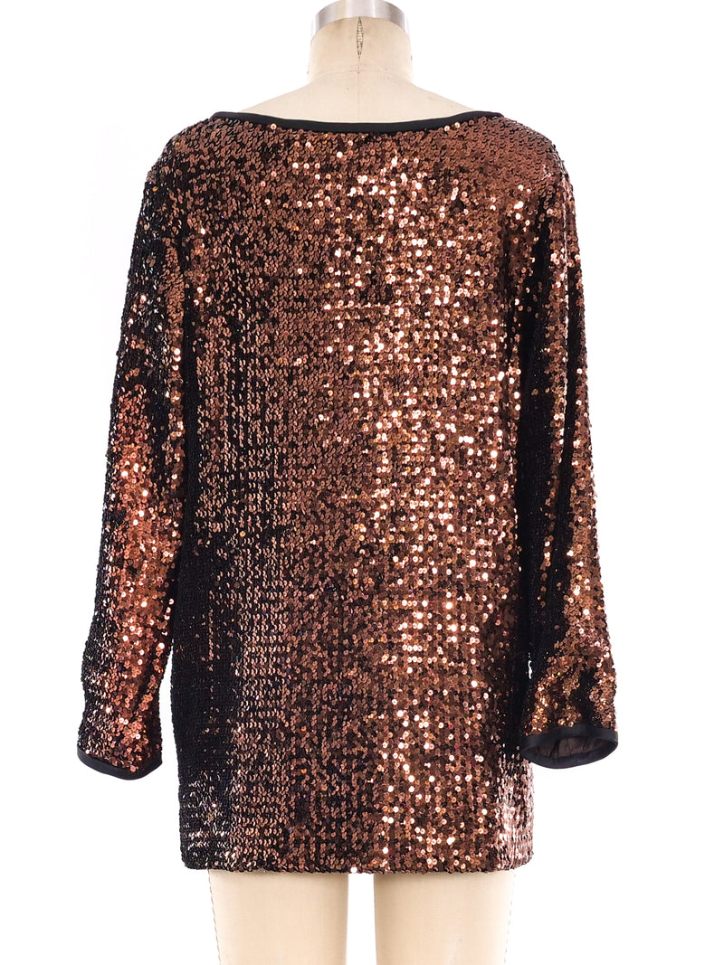 Yves Saint Laurent Copper Sequin Top Top arcadeshops.com