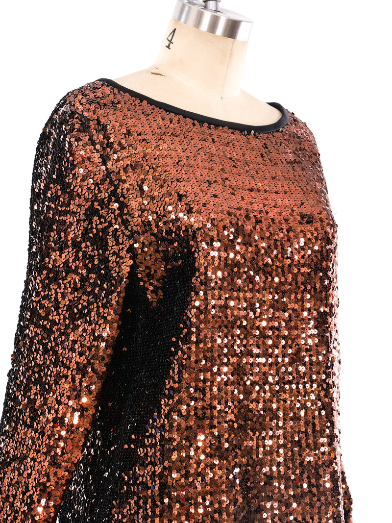 Yves Saint Laurent Copper Sequin Top Top arcadeshops.com