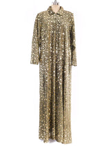 Metallic Gold Dotted Caftan Dress arcadeshops.com