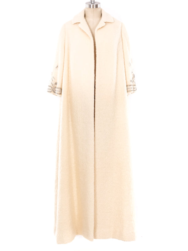 Ivory Mohair Beaded Maxi Coat Jacket arcadeshops.com