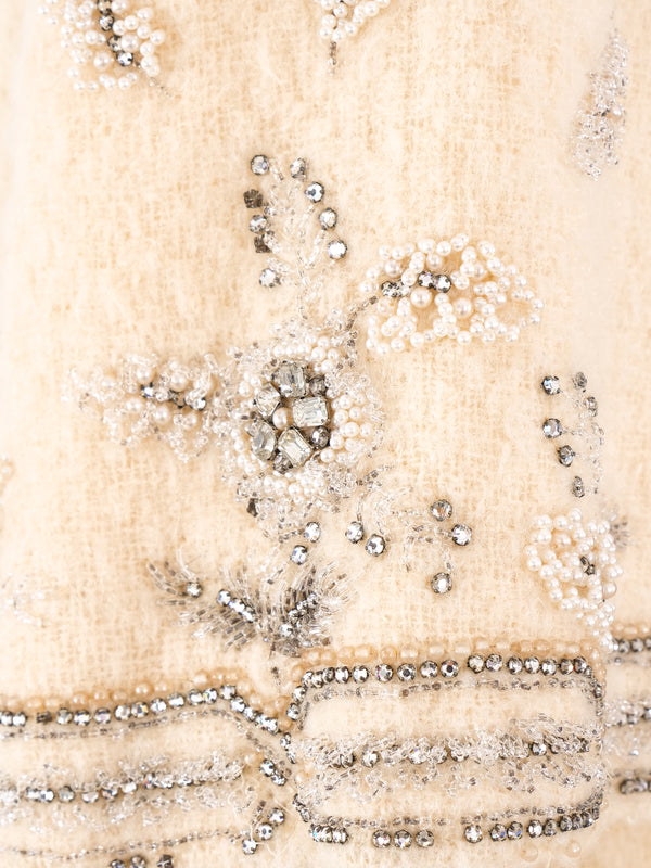 Ivory Mohair Beaded Maxi Coat Jacket arcadeshops.com