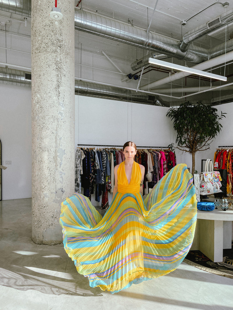 Rainbow Pleated Tank Dress Dress arcadeshops.com