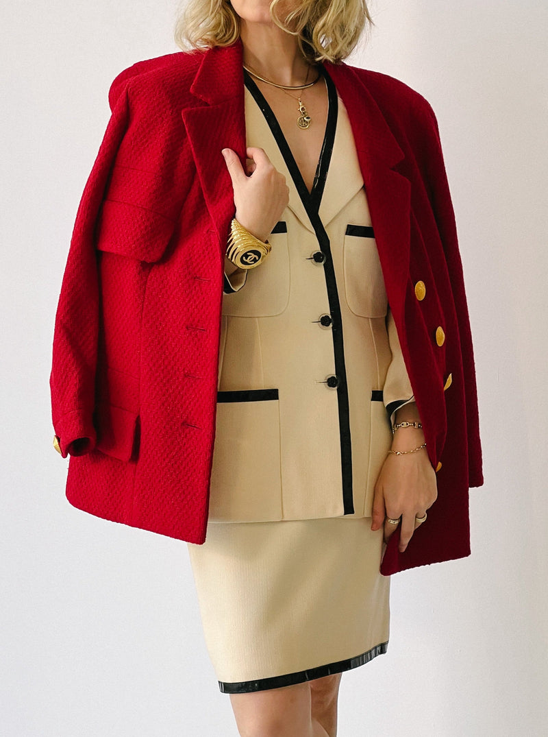 Chanel Red Boucle Jacket Jacket arcadeshops.com