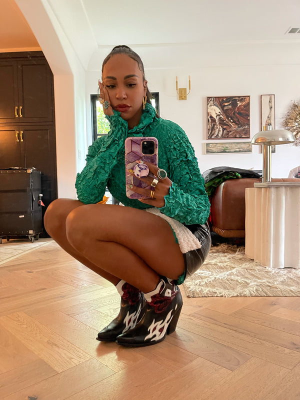 Issey Miyake Green Wrinkle Pleated Top Top arcadeshops.com