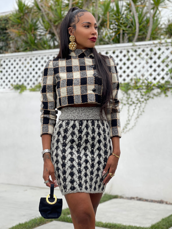 Teal Traina Plaid Cropped Jacket Jacket arcadeshops.com