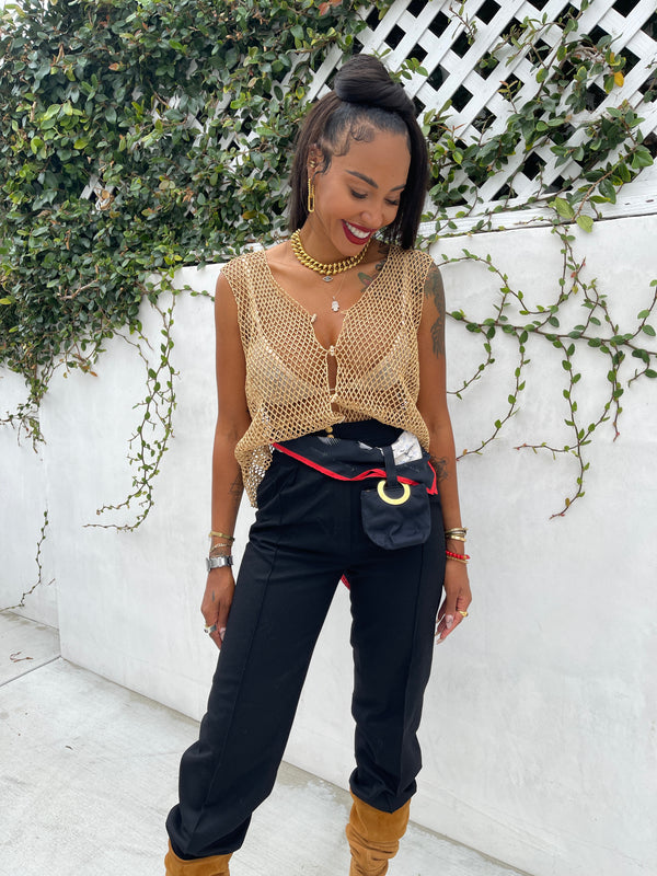 Bamboo Bead Crochet Vest Jacket arcadeshops.com