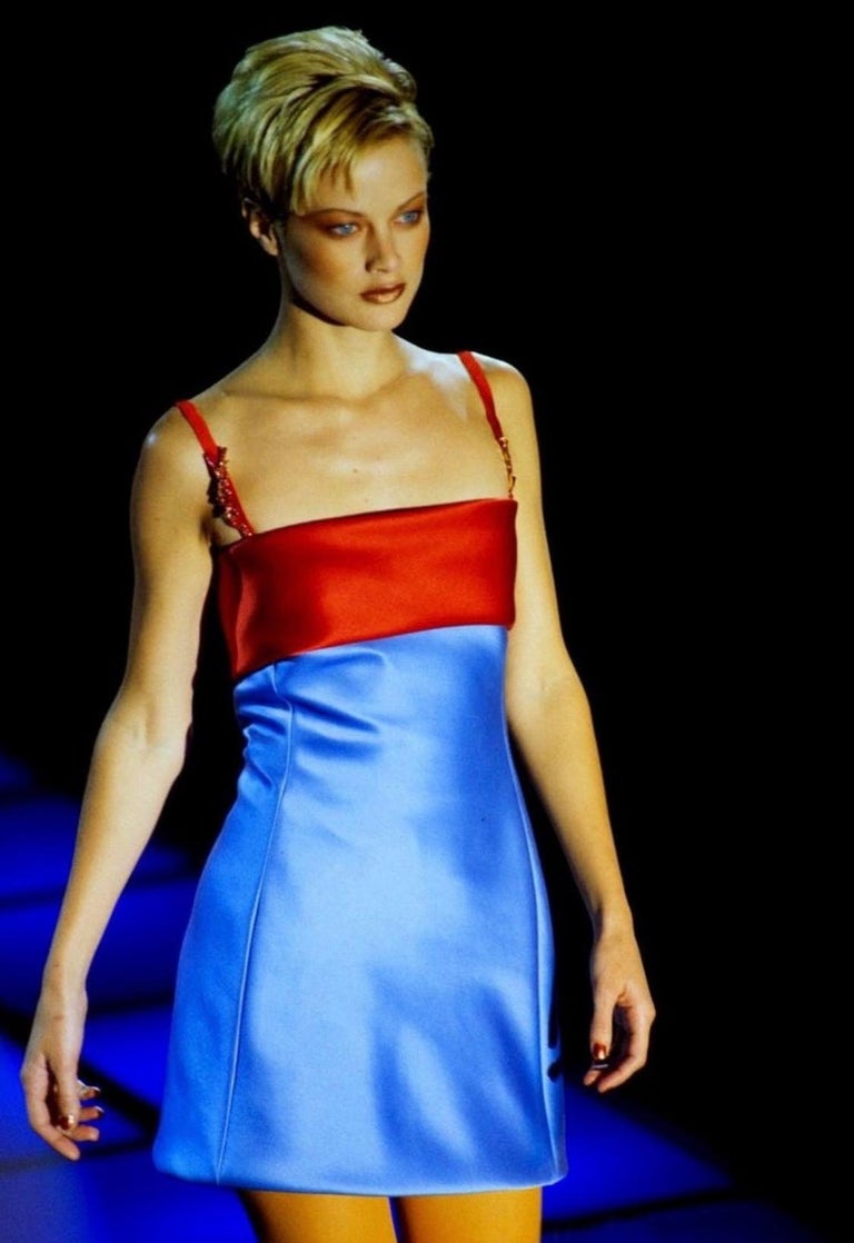 Gianni Versace Colorblock Satin Mini Dress