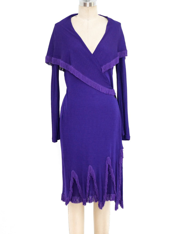 Jean Paul Gaultier Fringed Wrap Style Jersey Dress Dress arcadeshops.com