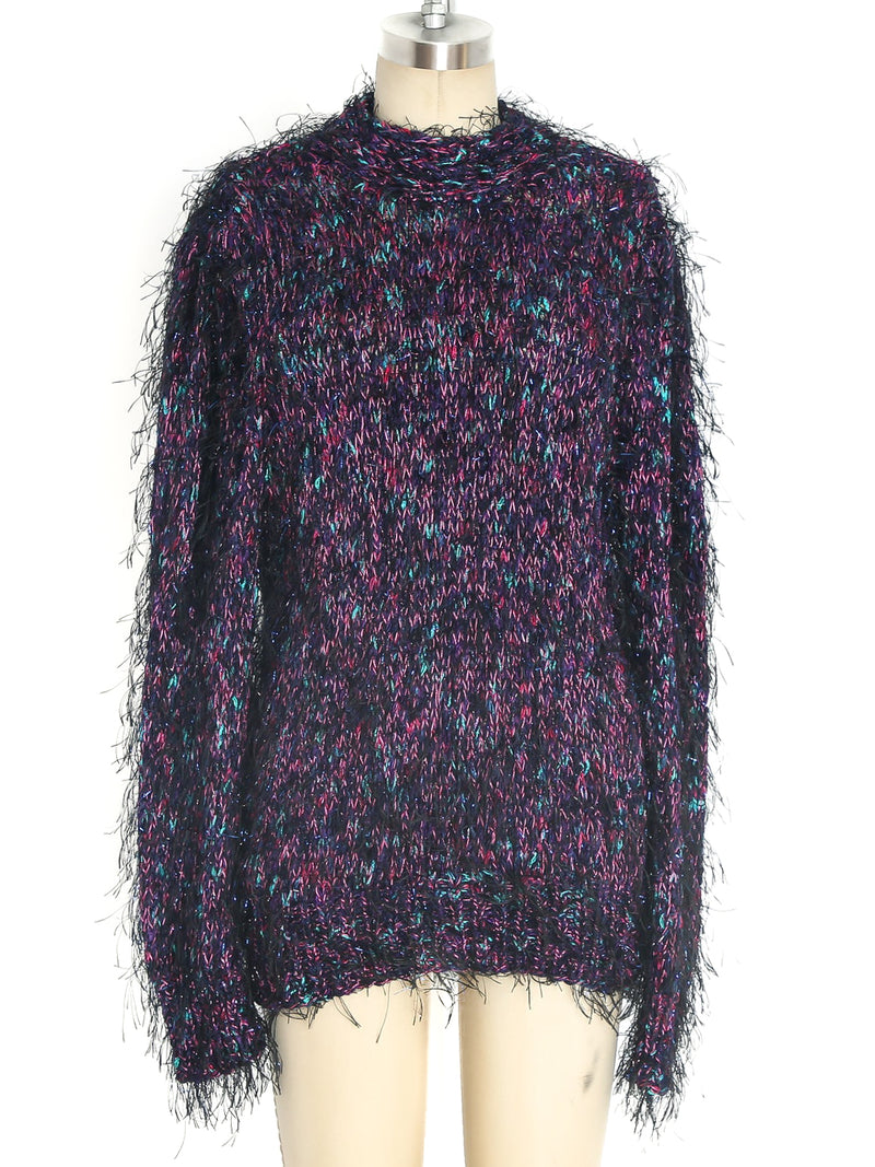 Jewel Toned Shag Knit Sweater Top arcadeshops.com