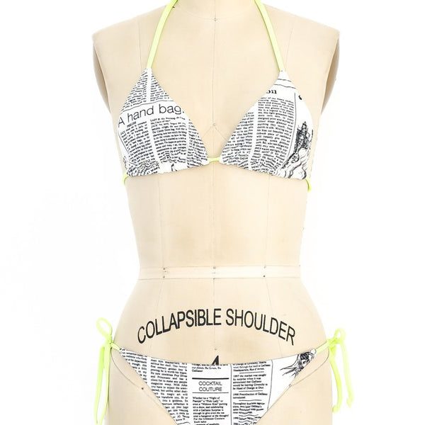 Treasures of NYC - John Galliano Pink Newsprint Bikini