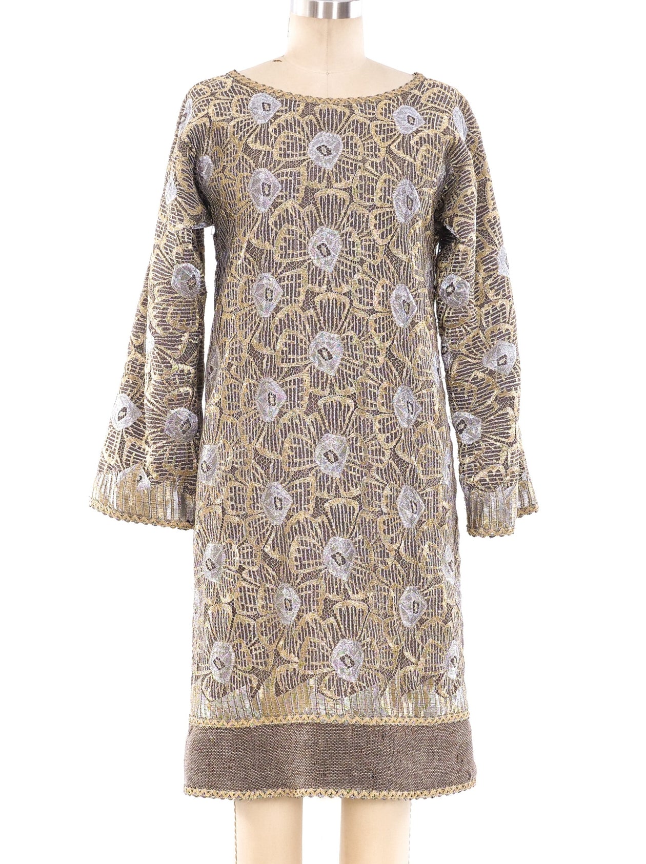 Geoffrey Beene Metallic Floral Embroidered Dress