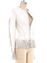 Gianni Versace Fringe Trimmed Lace Up Leather Jacket Jacket arcadeshops.com