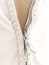 Gianni Versace Fringe Trimmed Lace Up Leather Jacket Jacket arcadeshops.com