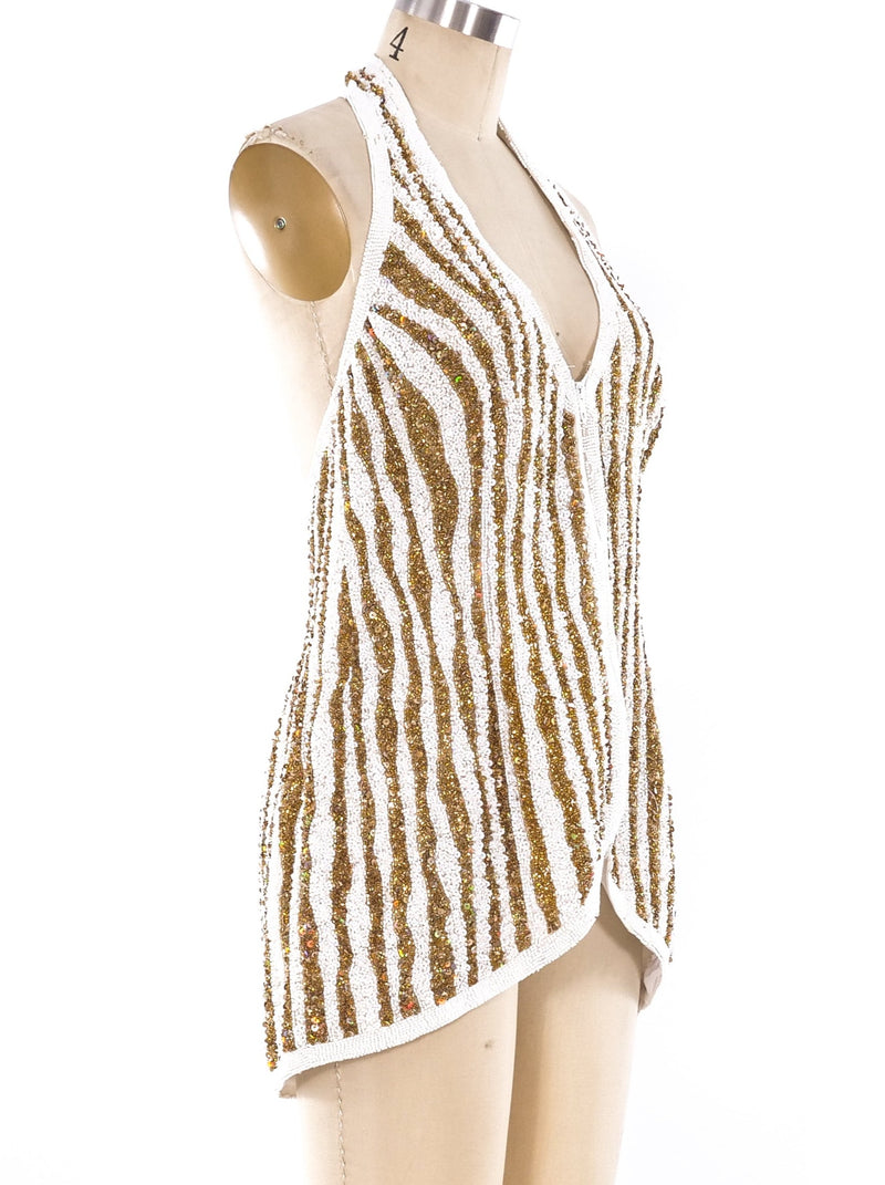 Naeem Khan Embellished Striped Halter Top Top arcadeshops.com