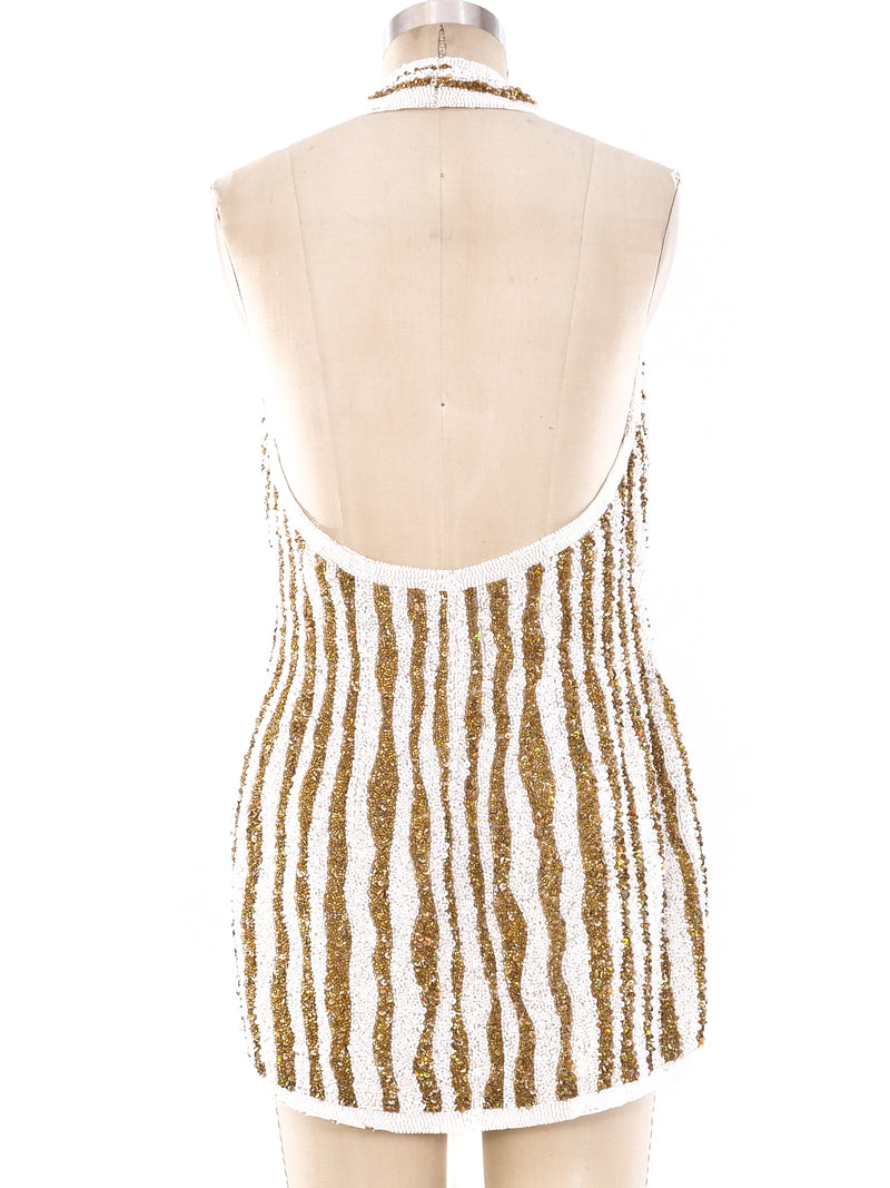 Naeem Khan Embellished Striped Halter Top Top arcadeshops.com