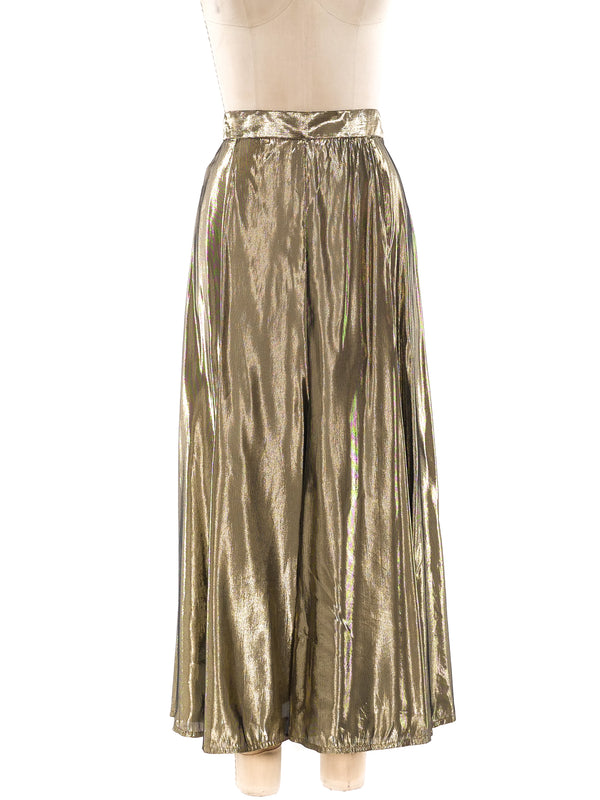 Gold Lamé Midi Skirt Bottom arcadeshops.com