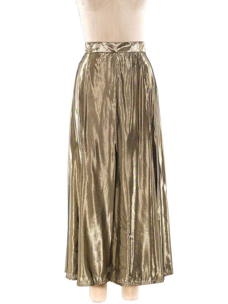 Gold Lamé Midi Skirt Bottom arcadeshops.com