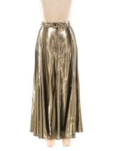 Gold Lamé Midi Skirt Bottom arcadeshops.com
