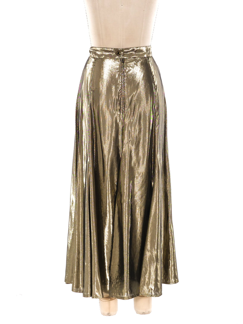 Gold Lamé Midi Skirt Bottom arcadeshops.com