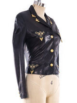 Gianni Versace Embellished Leather Jacket Jacket arcadeshops.com