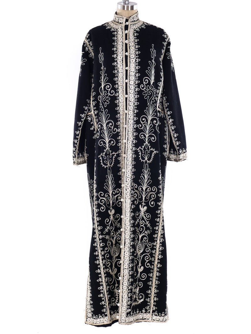 Button Front Embroidered Caftan Dress arcadeshops.com