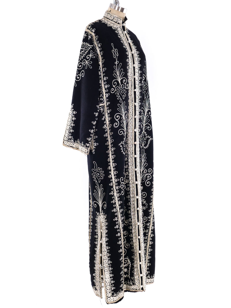 Button Front Embroidered Caftan Dress arcadeshops.com