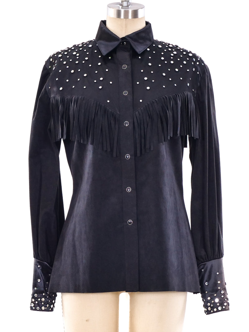 Embellished Ultrasuede Western Shirt Top arcadeshops.com