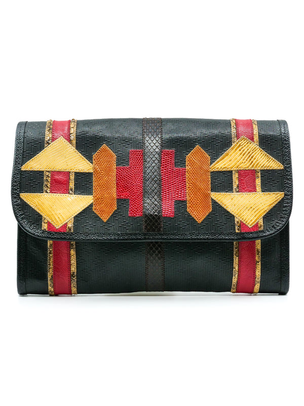 Carlos Falchi Patchwork Envelope Clutch Accessory arcadeshops.com