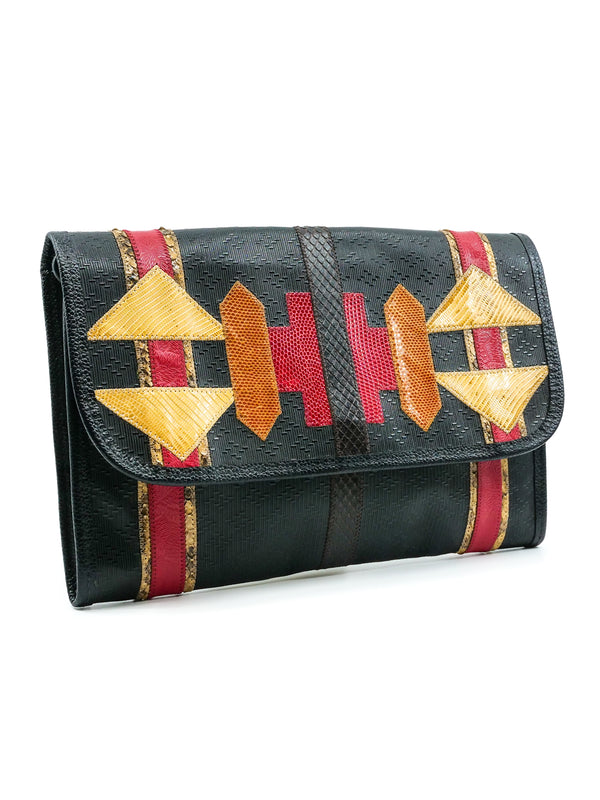 Carlos Falchi Patchwork Envelope Clutch Accessory arcadeshops.com