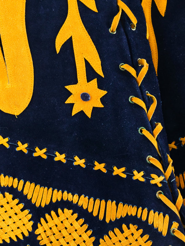 Fringe Trimmed Suede Poncho Jacket arcadeshops.com