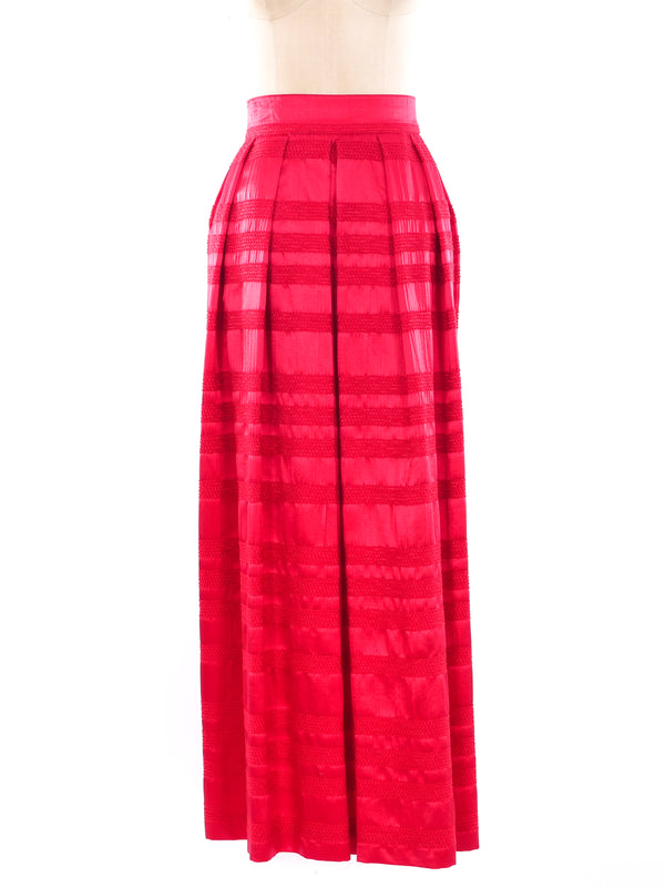 Embroidered Satin Maxi Skirt Bottom arcadeshops.com