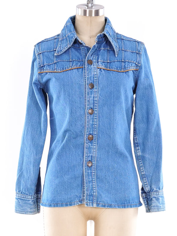 1970's Denim Western Shirt Top arcadeshops.com