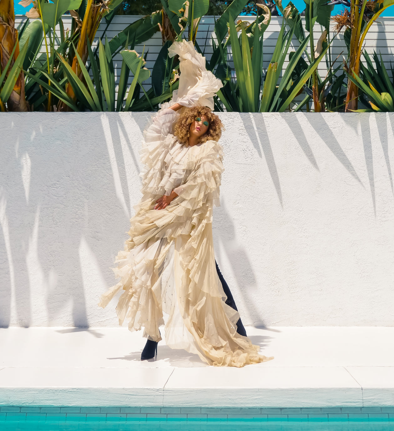 Embellished Tiered Chiffon Ruffle Duster - Main Image