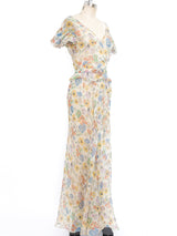 1930's Silk Organza Floral Dress Dress arcadeshops.com