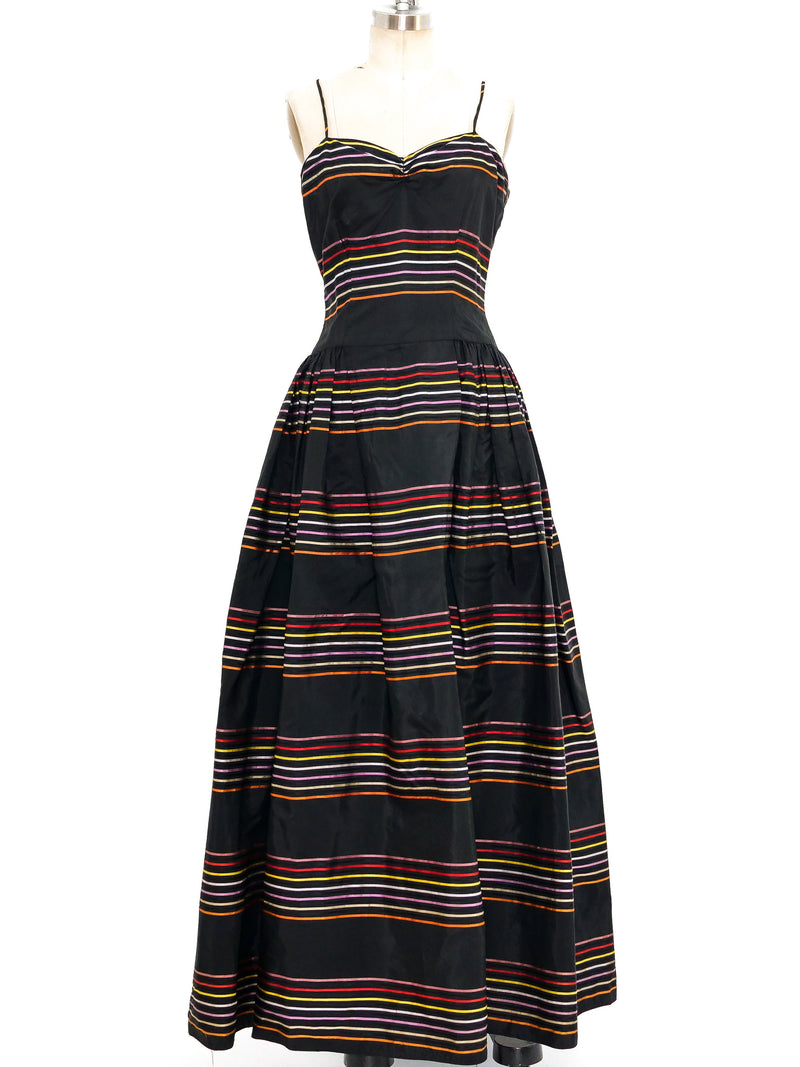 Rainbow Ribbon Striped Taffeta Gown Dress arcadeshops.com
