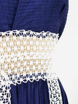 Crochet Panel Pintuck Halter Maxi Dress Dress arcadeshops.com