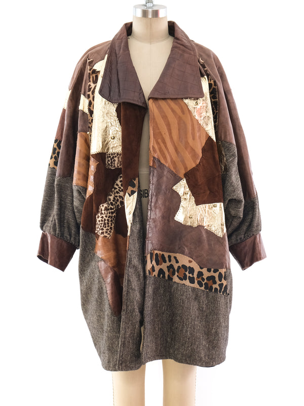 Mixed Leather Patchwork Jacket Jacket arcadeshops.com