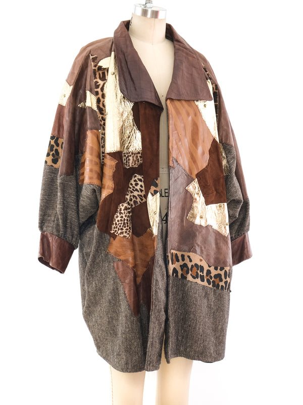 Mixed Leather Patchwork Jacket Jacket arcadeshops.com