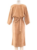 Khaki Suede Wrap Style Dress Dress arcadeshops.com