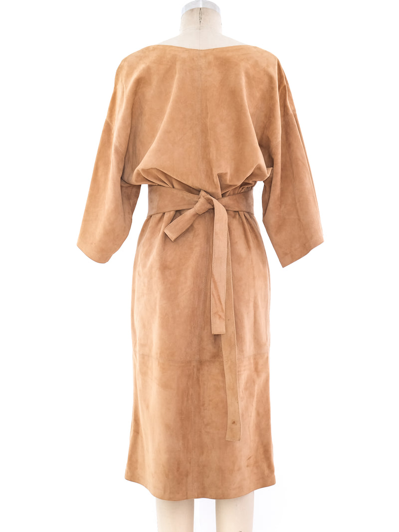 Khaki Suede Wrap Style Dress Dress arcadeshops.com