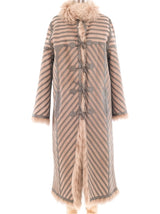 Beige Chevron Shearling Coat Outerwear arcadeshops.com