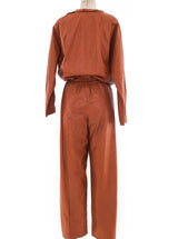 Cognac Leather Jumpsuit Suit arcadeshops.com