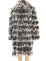 Grey Mongolian Lamb Fur and Vinyl Striped Coat Outerwear arcadeshops.com