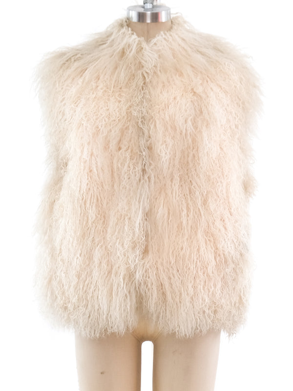 Ivory Mongolian Lamb Fur Vest Jacket arcadeshops.com