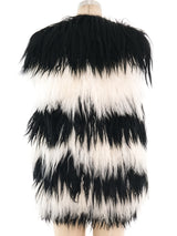Striped Mongolian Lamb Fur Vest Jacket arcadeshops.com