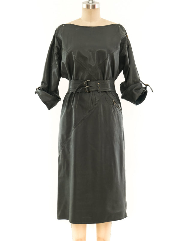 1980's Zip Accented Leather Dress Dress arcadeshops.com