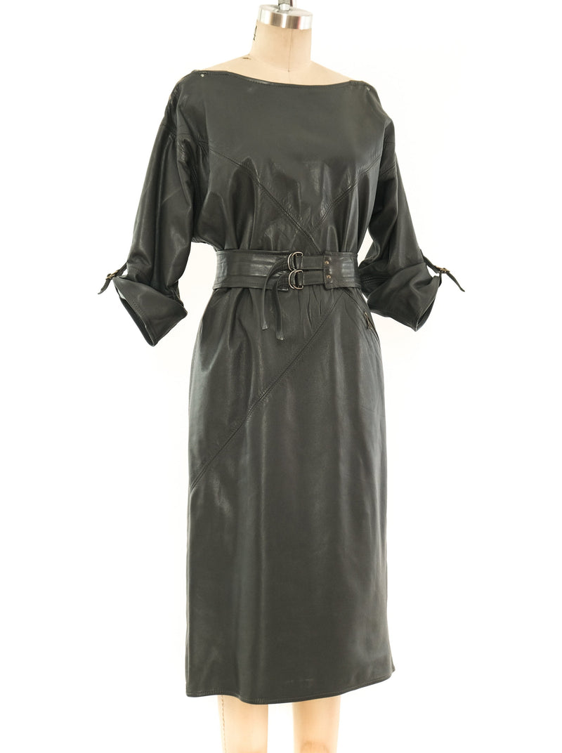 1980's Zip Accented Leather Dress Dress arcadeshops.com