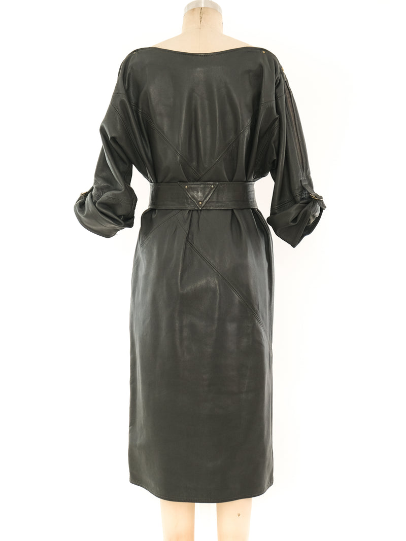 1980's Zip Accented Leather Dress Dress arcadeshops.com
