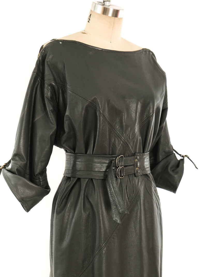 1980's Zip Accented Leather Dress Dress arcadeshops.com